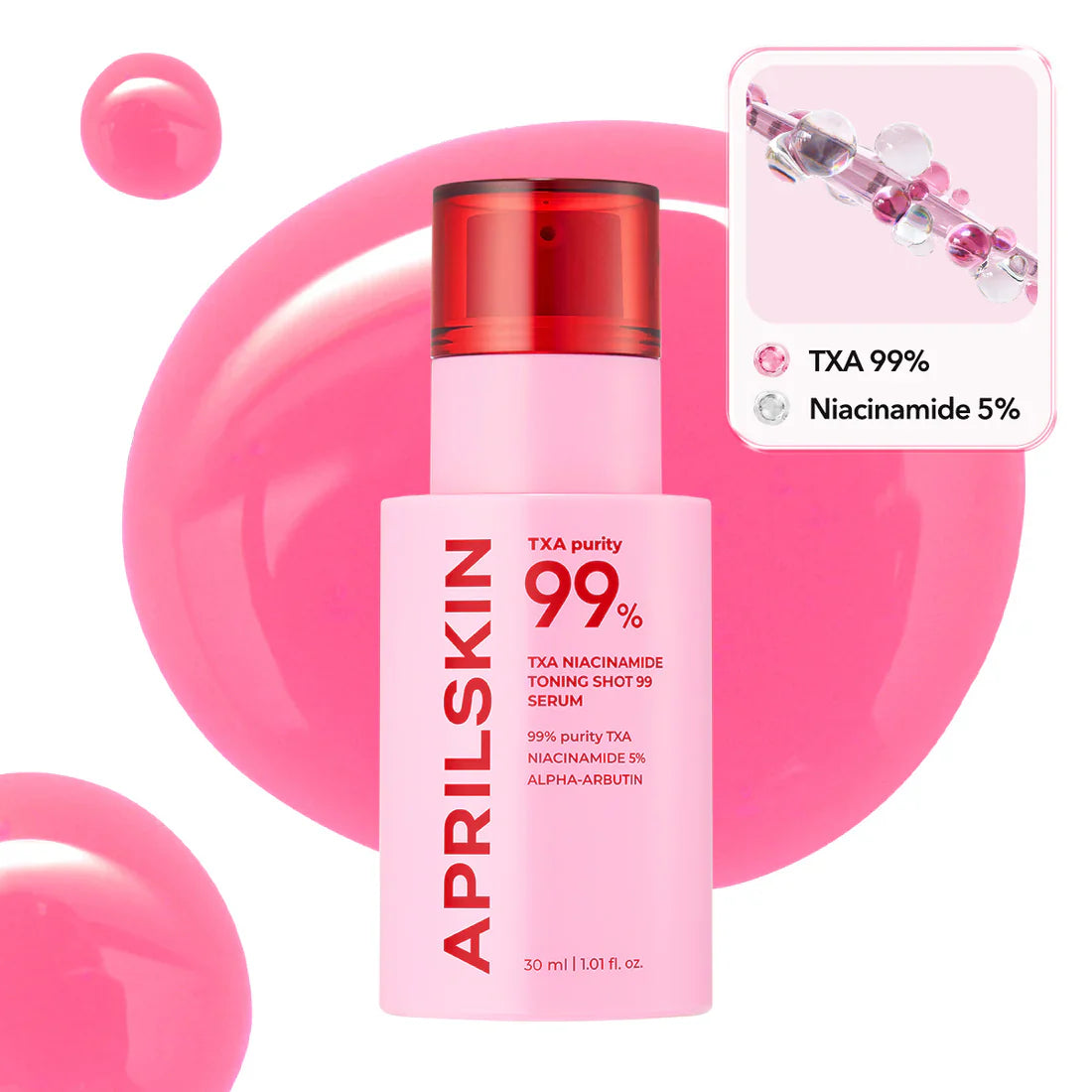 APRILSKIN TXA Niacinamide Toning Shot 99 Serum improves skin clarity and radiance