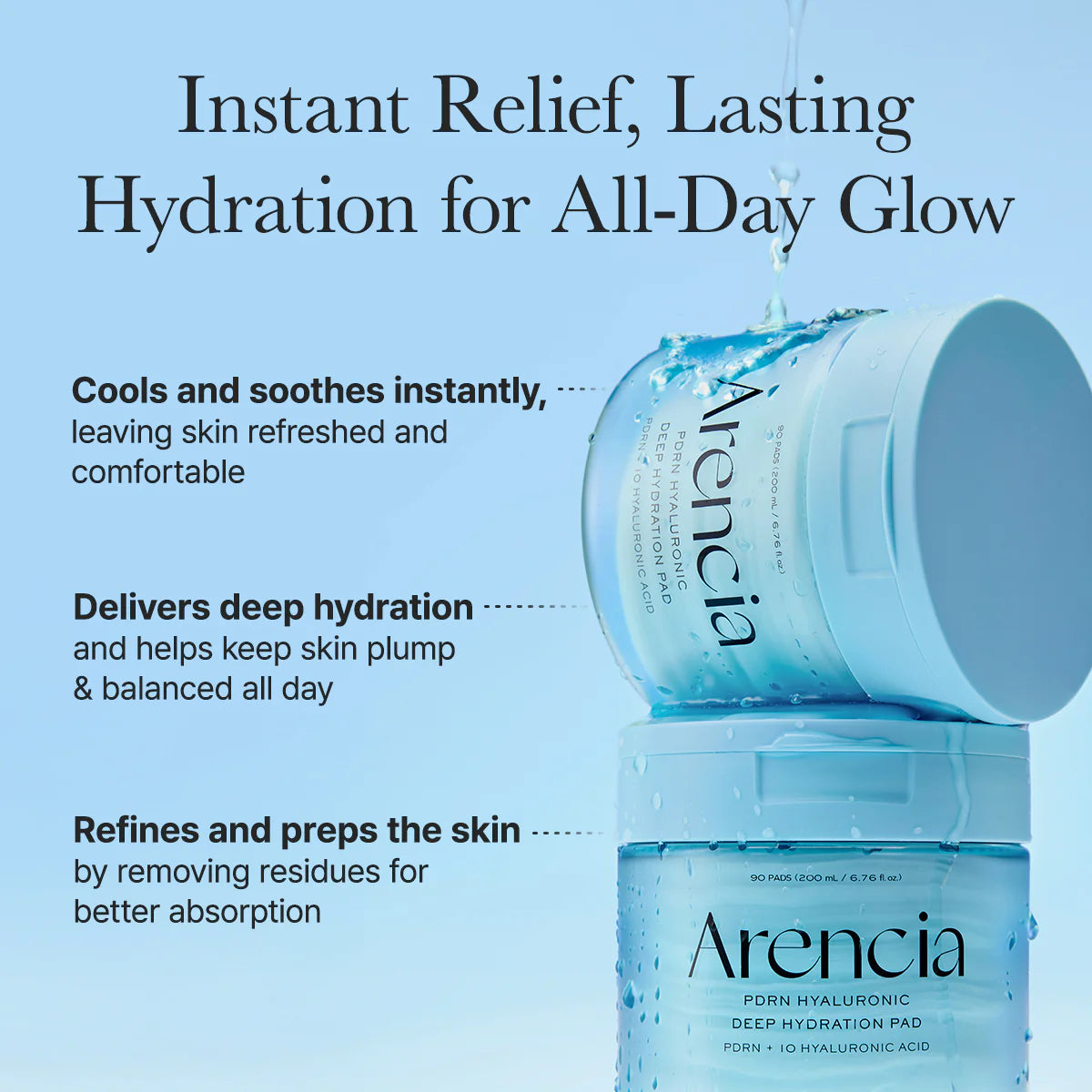 Arencia PDRN Hyaluronic Deep Hydration Pad - cooling hydrating toner pads
