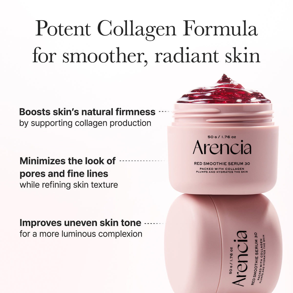 30% red collagen, niacinamide and peptides