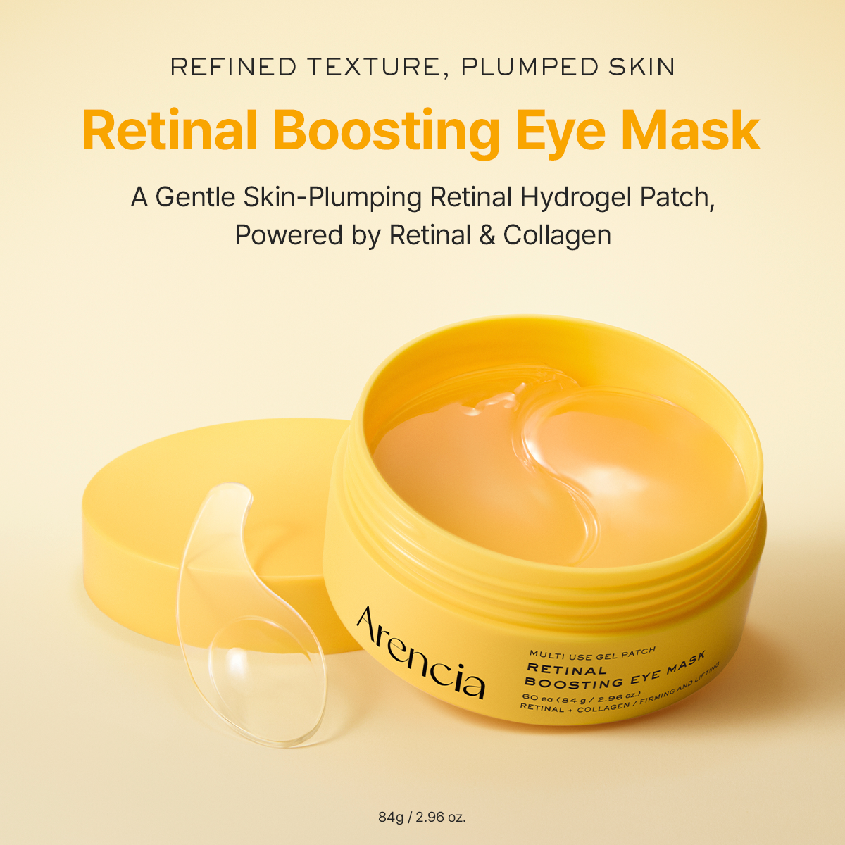 Depuffs and smooths under-eye fine lines