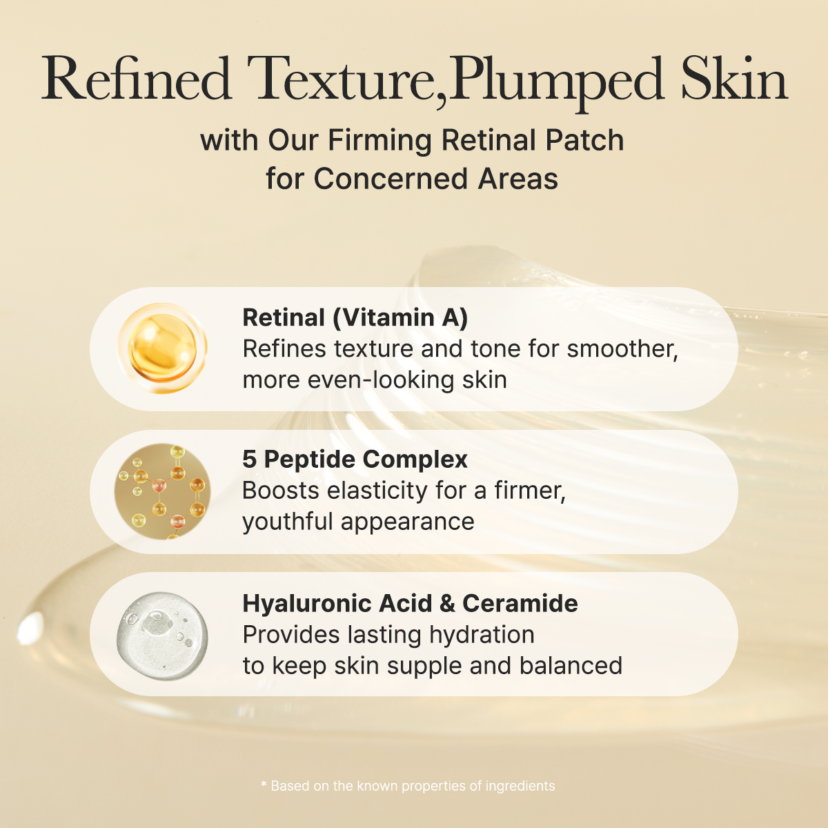 Use on under eyes, smile lines and neck