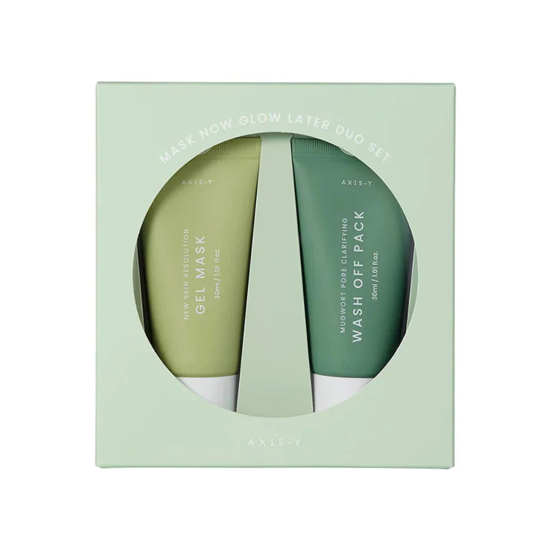 AXIS-Y Mask Now Glow Later Duo Set — duo set pairs a mask with a glow treatment