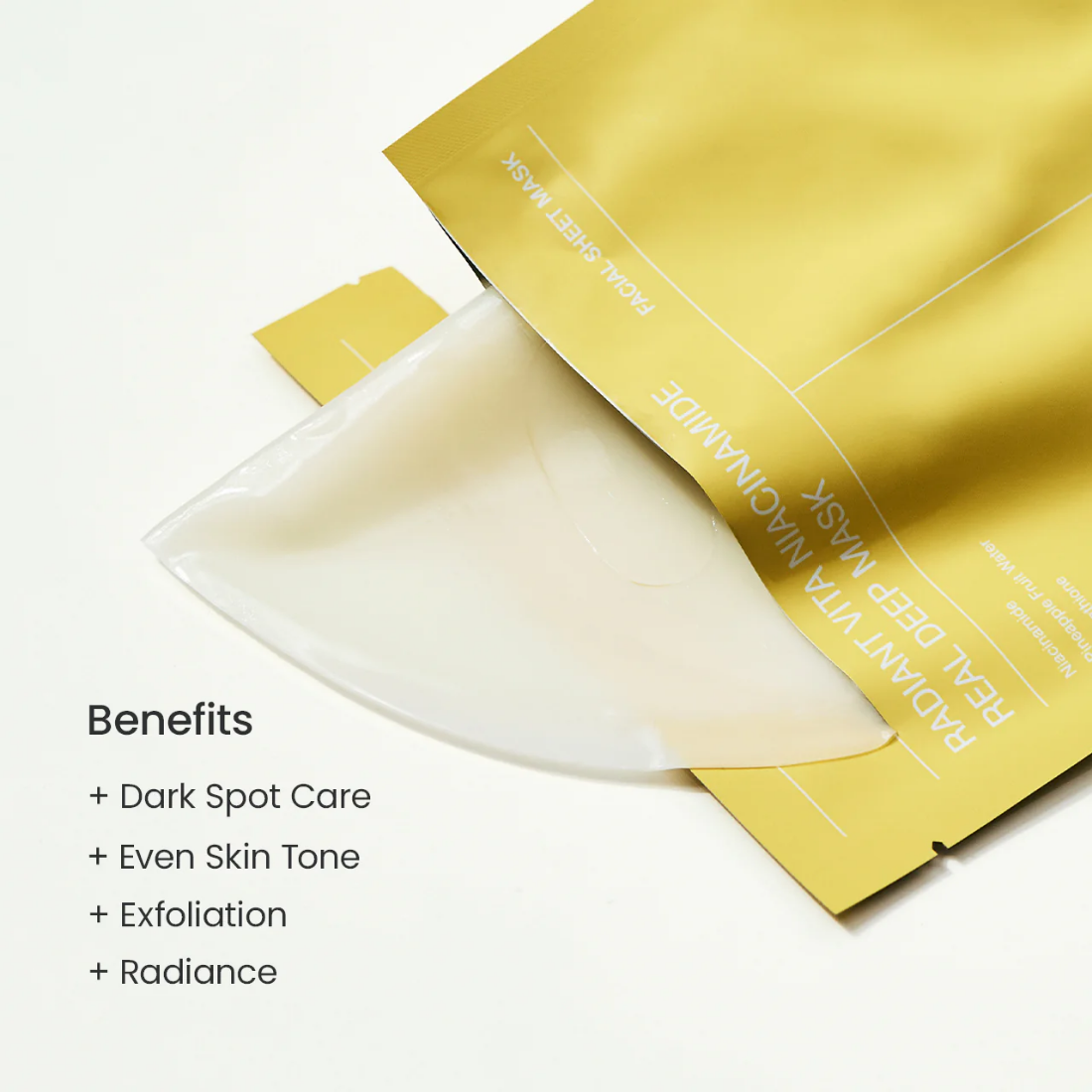 Biodance Radiant Vita Niacinamide Real Deep Mask hydrogel sheet hugs the face