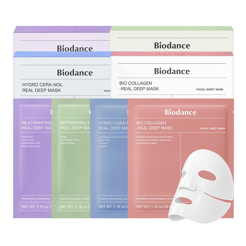 Biodance Real Deep Mask Set — 4 types of Real Deep hydrogel masks, 4 sheets each