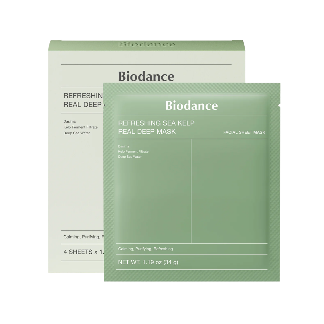 Biodance Refreshing Sea Kelp Real Deep Mask 4ea — 4-pack sea kelp hydrogel mask for cooling hydration