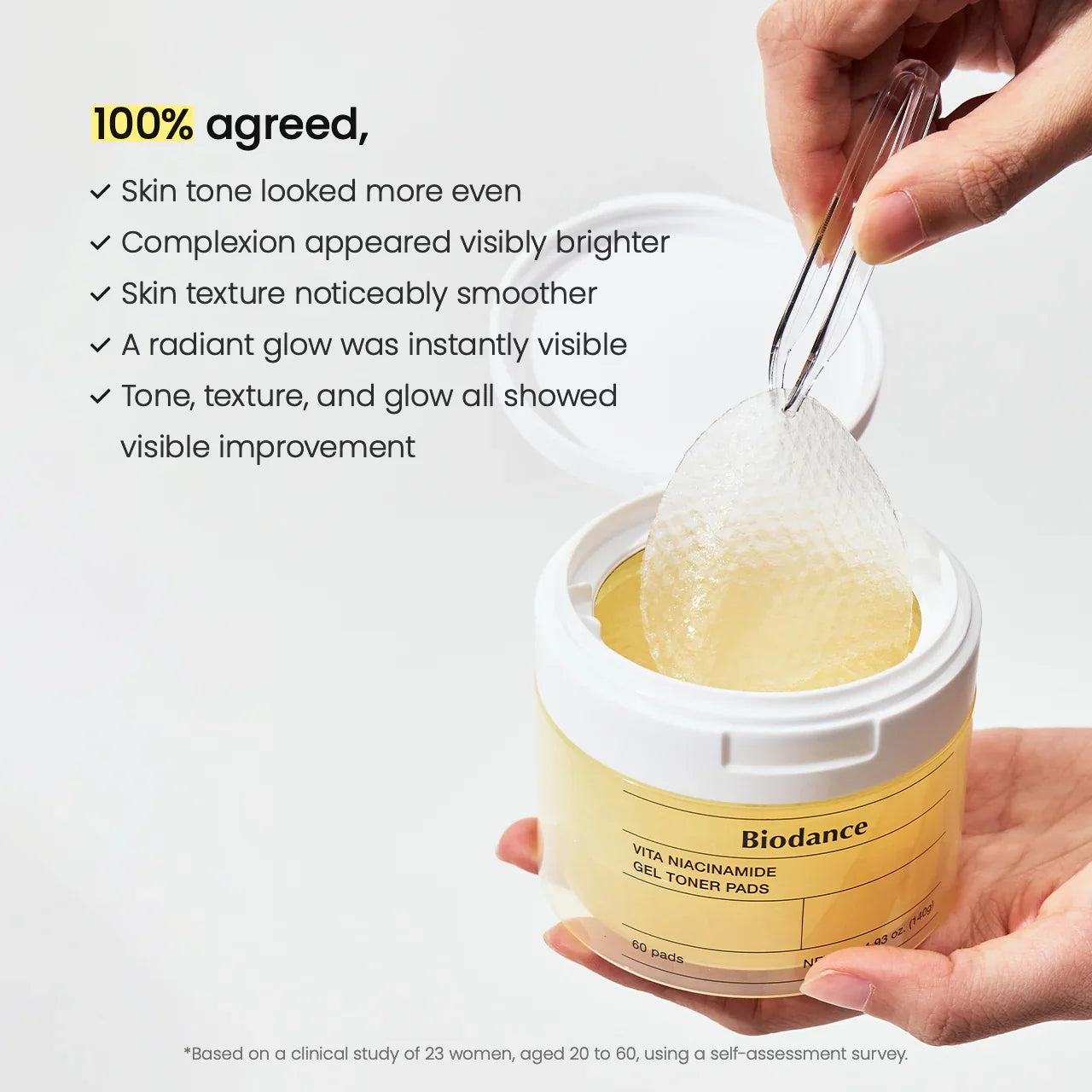 Biodance Vita Niacinamide Gel Toner Pad fades dullness and dark spots