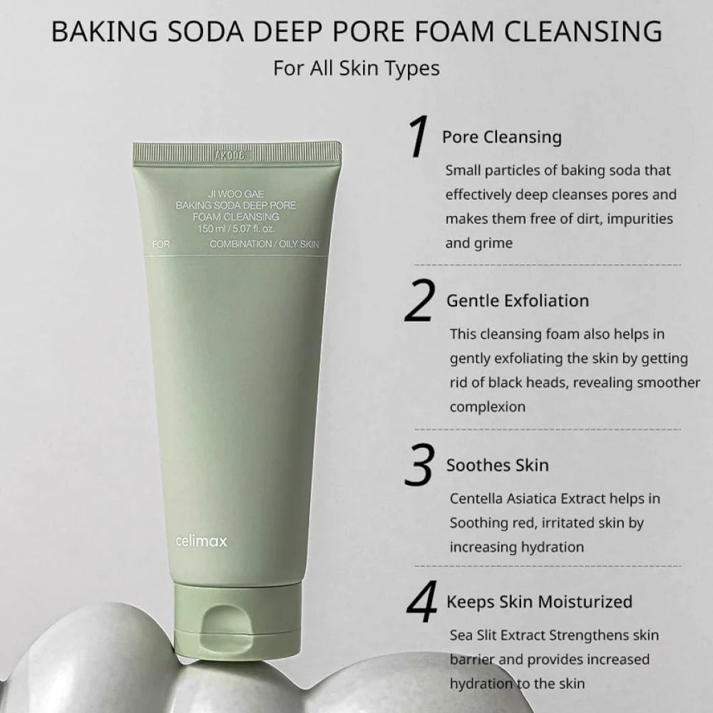 Celimax Baking Soda Deep Foam Pore Cleansing – clears blackheads and buildup
