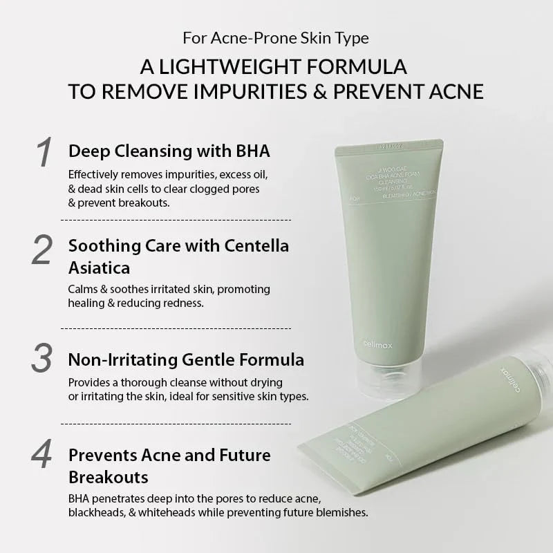Celimax Ji Woo Gae Cica BHA Acne Foam Cleansing – soothing care for blemish-prone skin