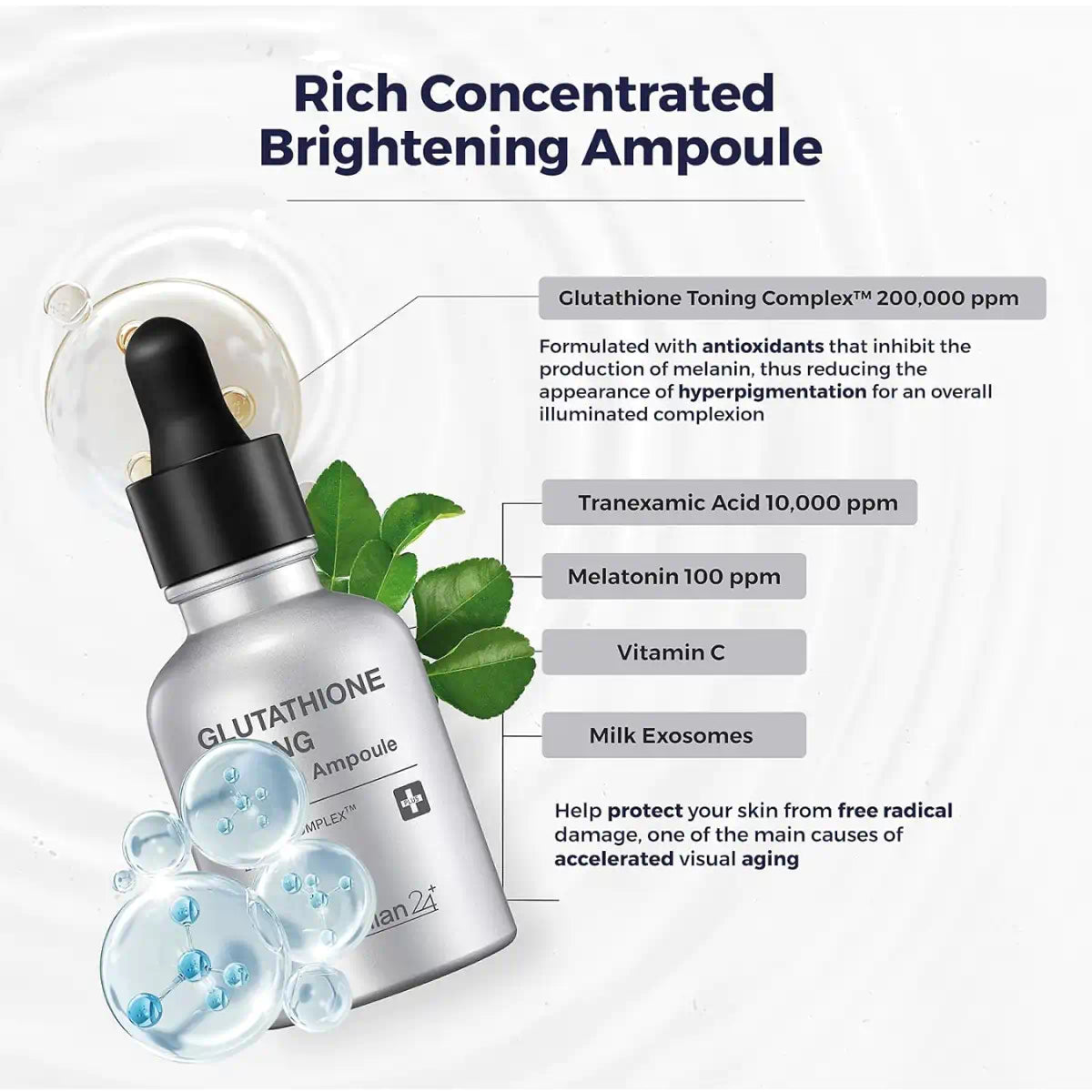 Centellian 24 Glutathione Toning Boosting Ampoule helps block excess melanin for clearer, even skin
