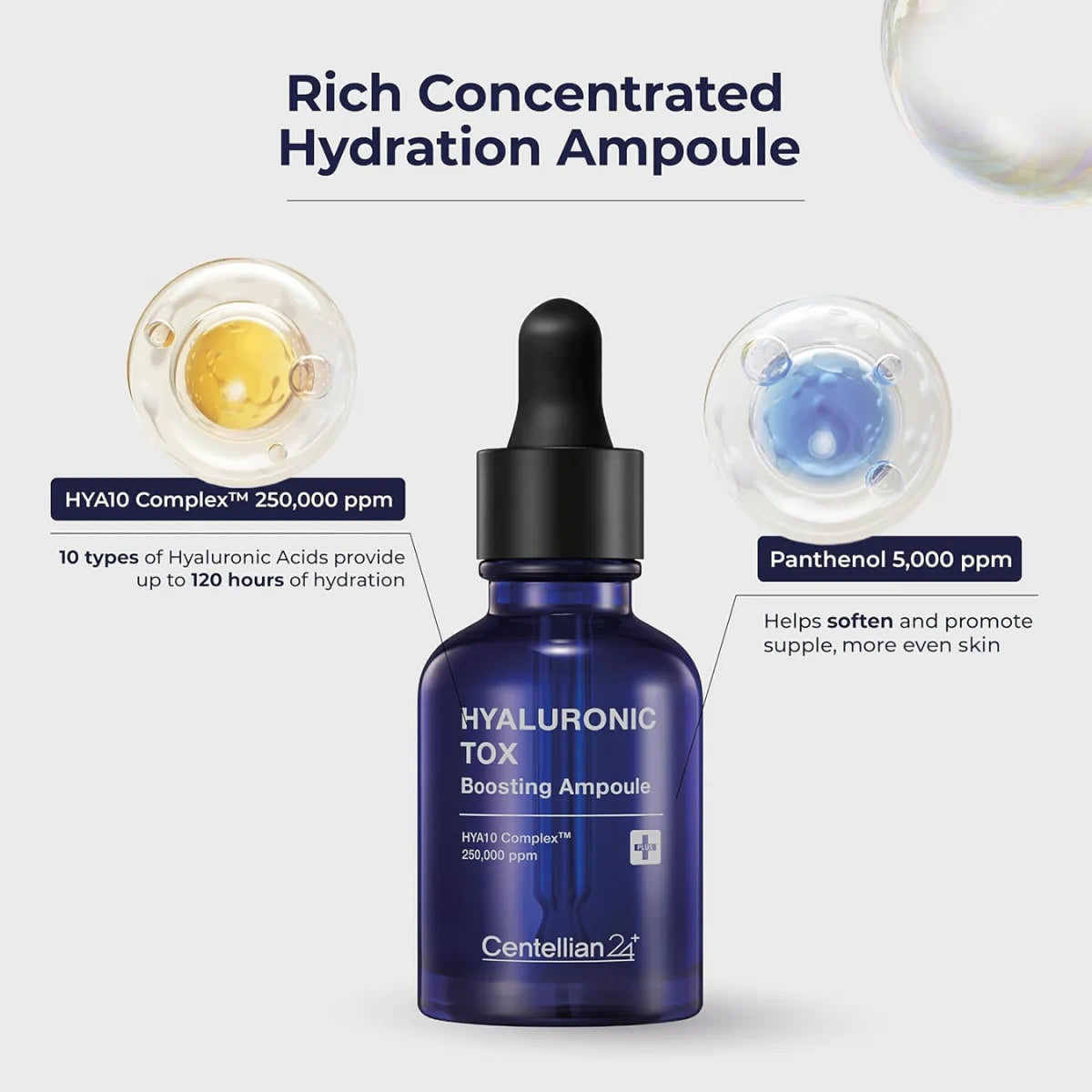 Centellian 24 Hyaluronic Tox Boosting Ampoule floods skin with moisture for a plump, smooth look