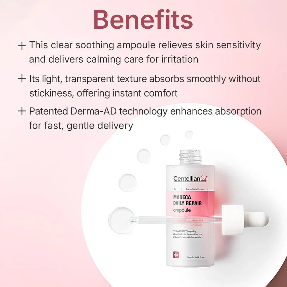 Smooth, lightweight texture of Centellian 24 Madeca Daily Repair Ampoule