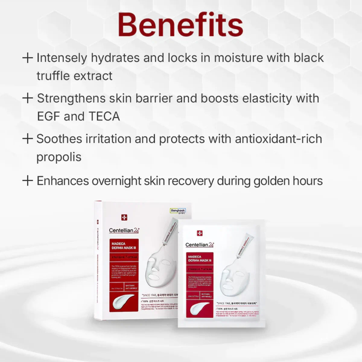 Centellian 24 Madeca Derma Mask III soothes stressed skin and improves elasticity and vitality