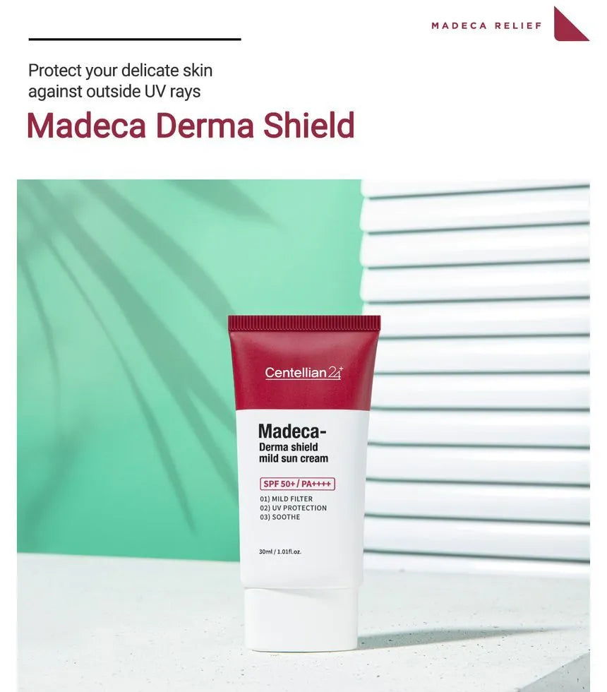 Lightweight, soothing texture of Centellian 24 Madeca Derma Shield Mild Sun Cream SPF50+