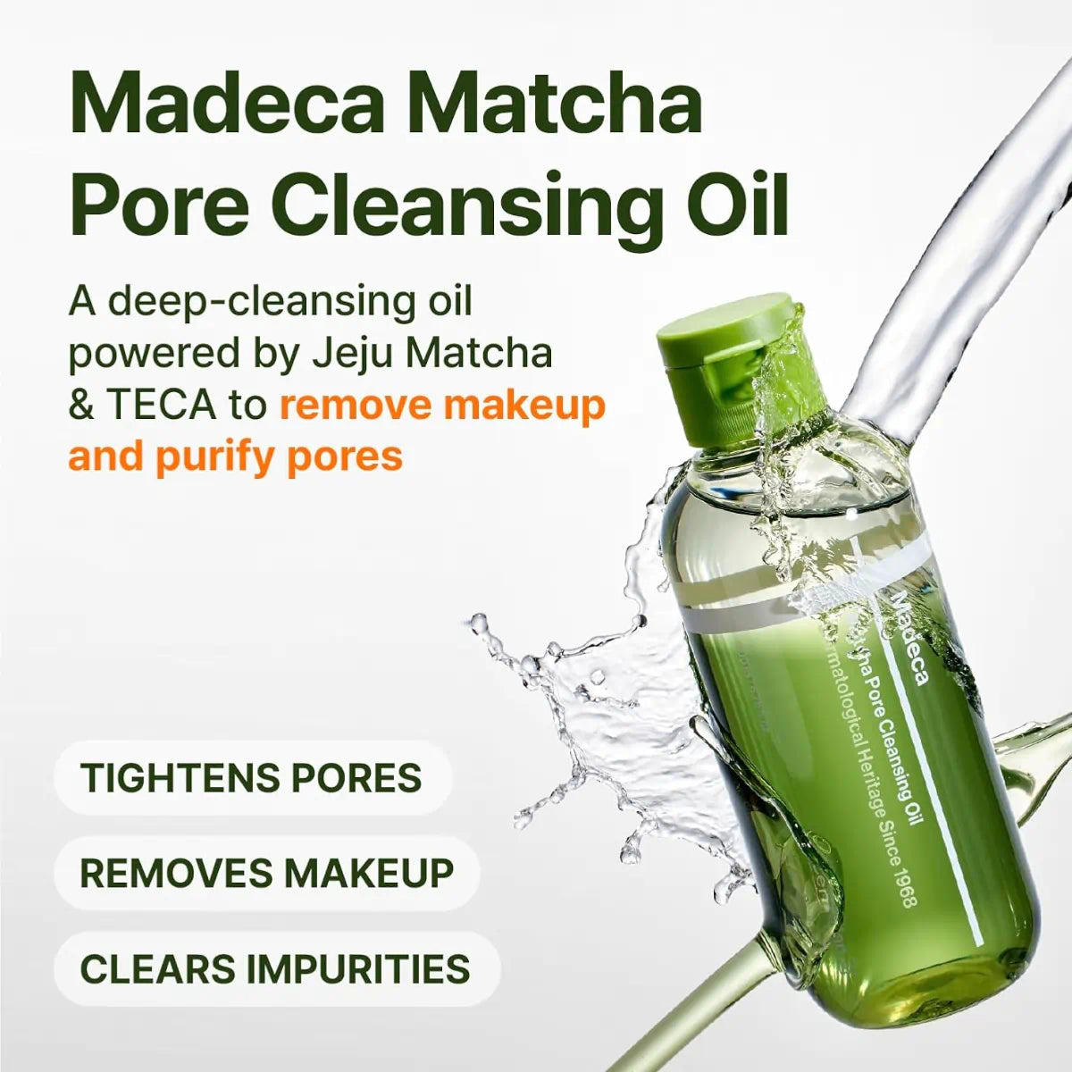 Centellian 24 Madeca Matcha Pore Cleansing Oil leaves skin clean and balanced without greasiness