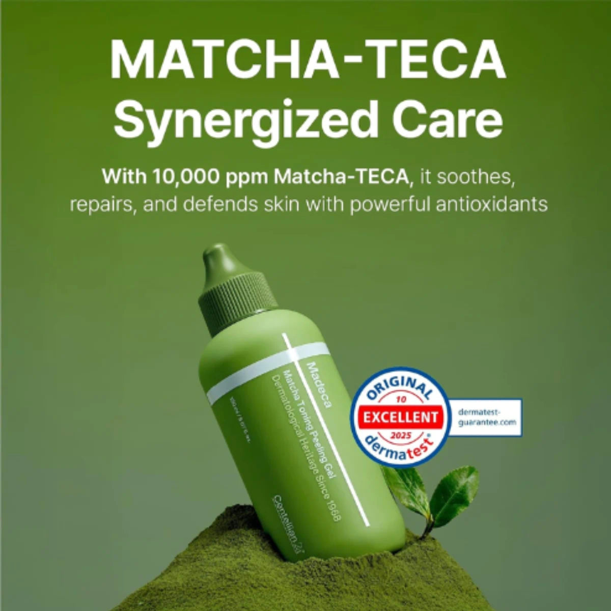 Key ingredients in Centellian 24 Madeca Matcha Toning Peeling Gel: green tea, AHA, PHA, LHA and ceramide