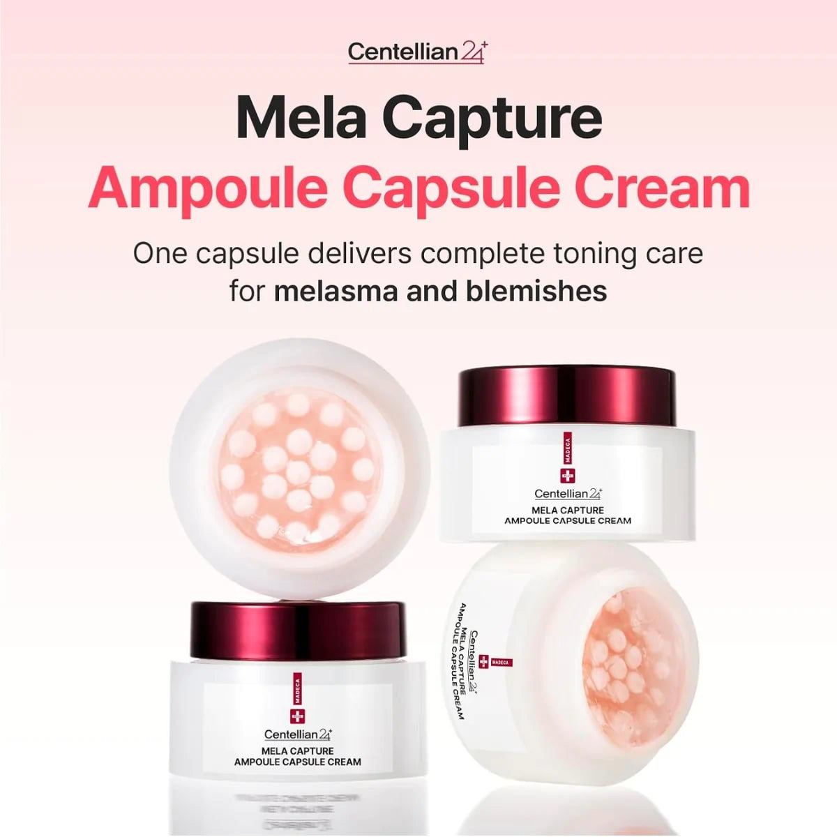 Key ingredients in Centellian 24 Madeca Mela Capture Capsule Cream: brightening ampoule capsules, niacinamide and collagen