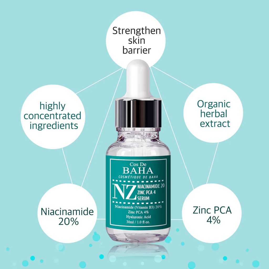 Cos De BAHA Niacinamide 20% + Zinc PCA 4% Serum — niacinamide and zinc PCA