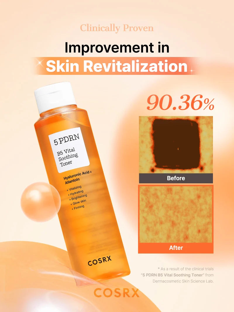 COSRX 5 PDRN B5 Vital Soothing Toner — how to use: apply with hands or a cotton pad after cleansing