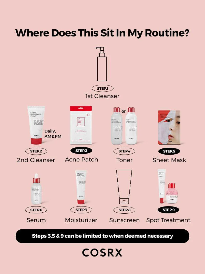 COSRX AC Collection Blemish Spot Clearing Serum — how to use: apply to clean skin, focusing on blemishes