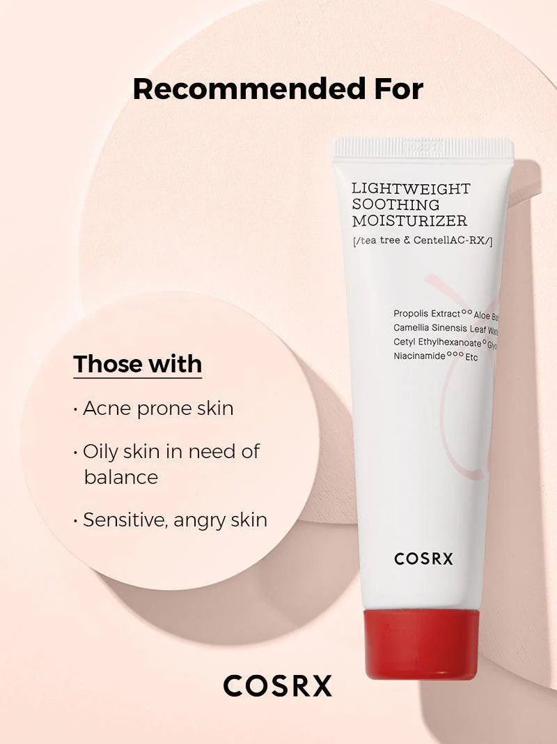 COSRX AC Collection Lightweight Soothing Moisturizer — supports clearer, healthier-looking skin
