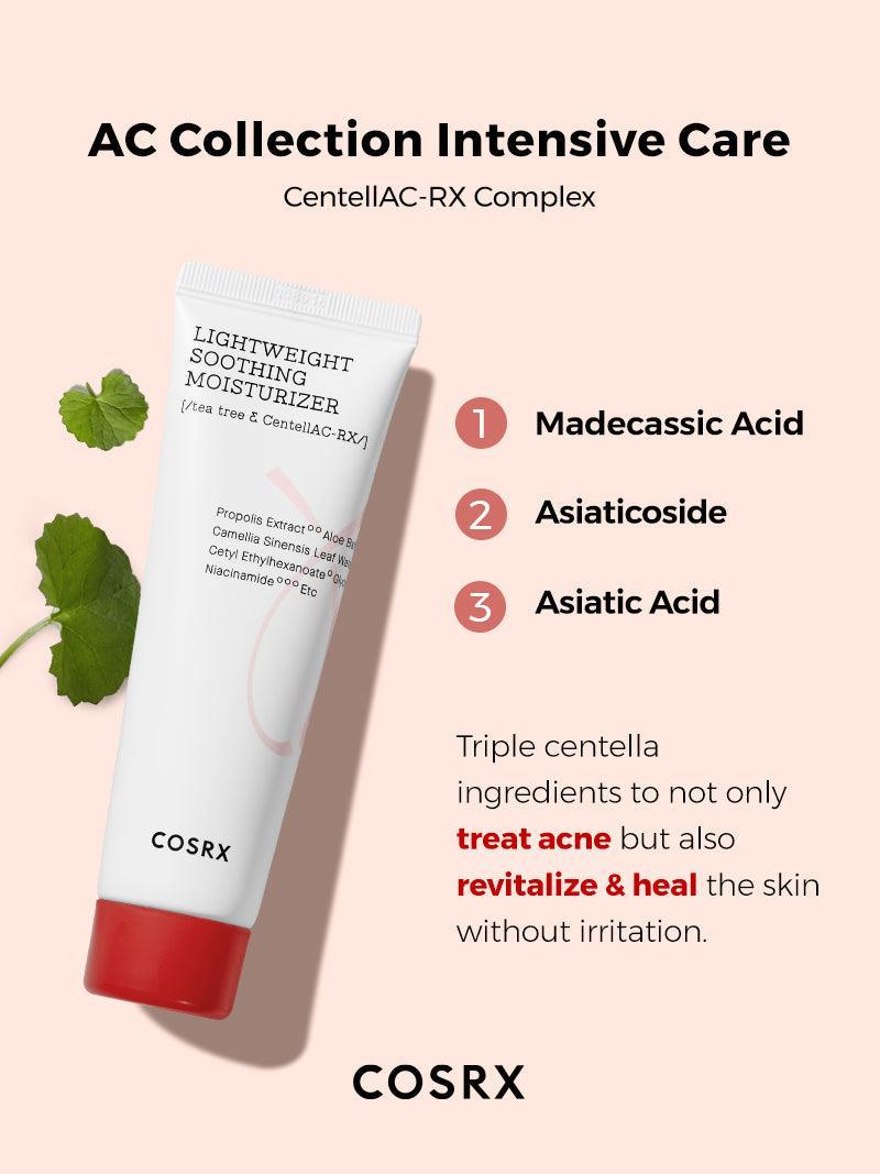 COSRX AC Collection Lightweight Soothing Moisturizer — light formula hydrates without clogging pores