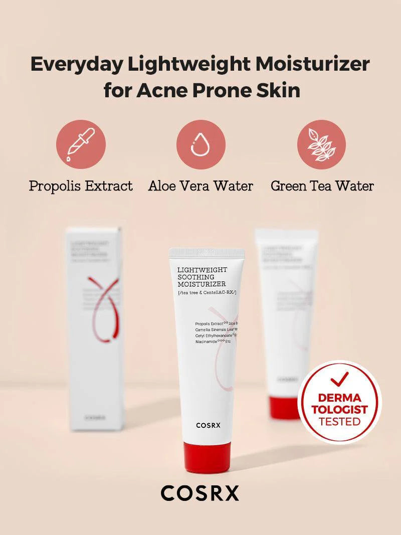COSRX AC Collection Lightweight Soothing Moisturizer — soothes and calms blemish-prone skin