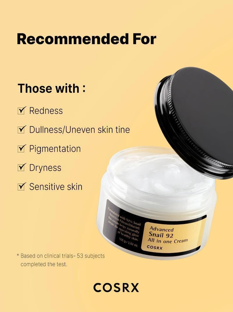 COSRX Advanced Snail 92 All in One Cream — soothes and helps strengthen the skin barrier