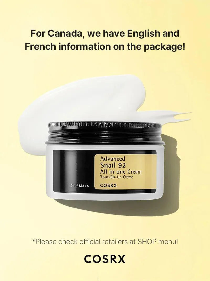 COSRX Advanced Snail 92 All in One Cream — how to use: apply as the last step of skincare