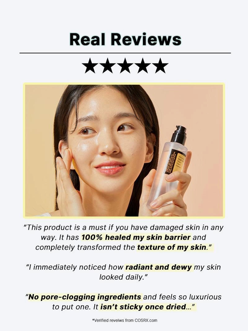 COSRX Advanced Snail 96 Mucin Power Essence — lightweight essence absorbs quickly
