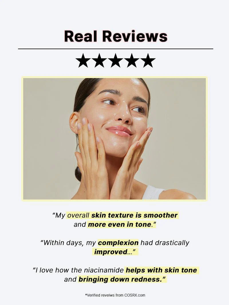 COSRX Advanced Snail Radiance Dual Essence — helps improve the look of elasticity