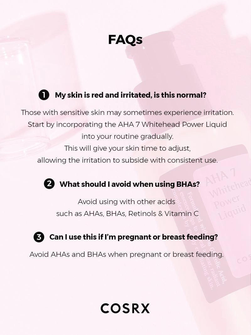 COSRX AHA 7 Whitehead Power Liquid — how to use: apply a thin layer at night a few times a week