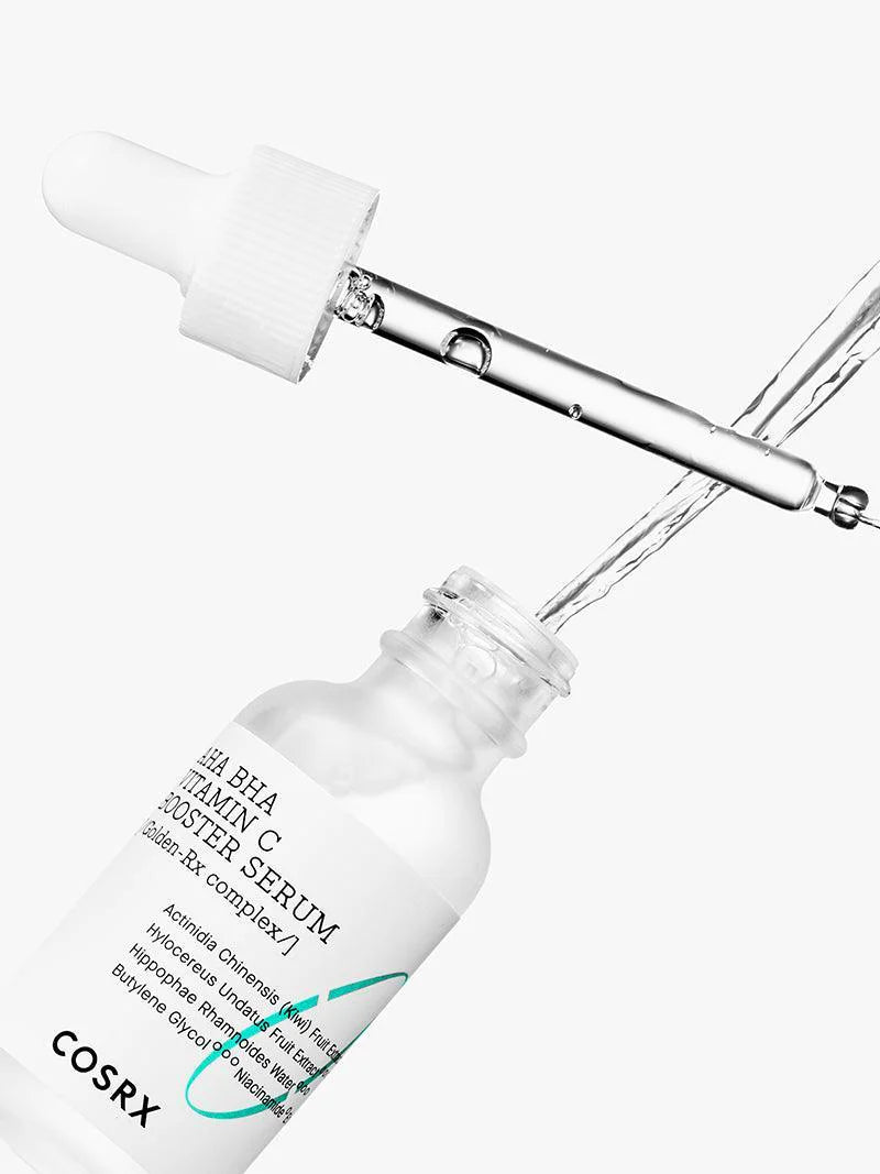 COSRX AHA BHA Vitamin C Booster Serum — how to use: apply a few drops after toner, then moisturize