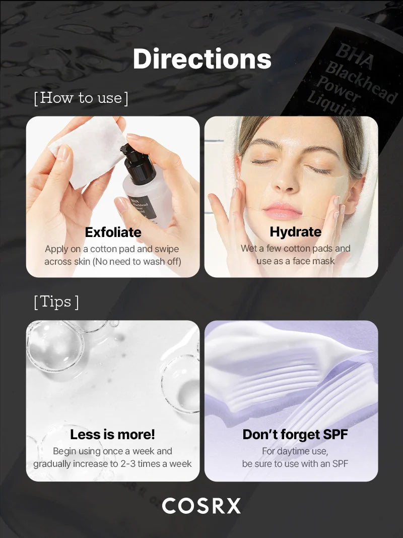 COSRX BHA Blackhead Power Liquid — willow bark soothes blemish-prone skin