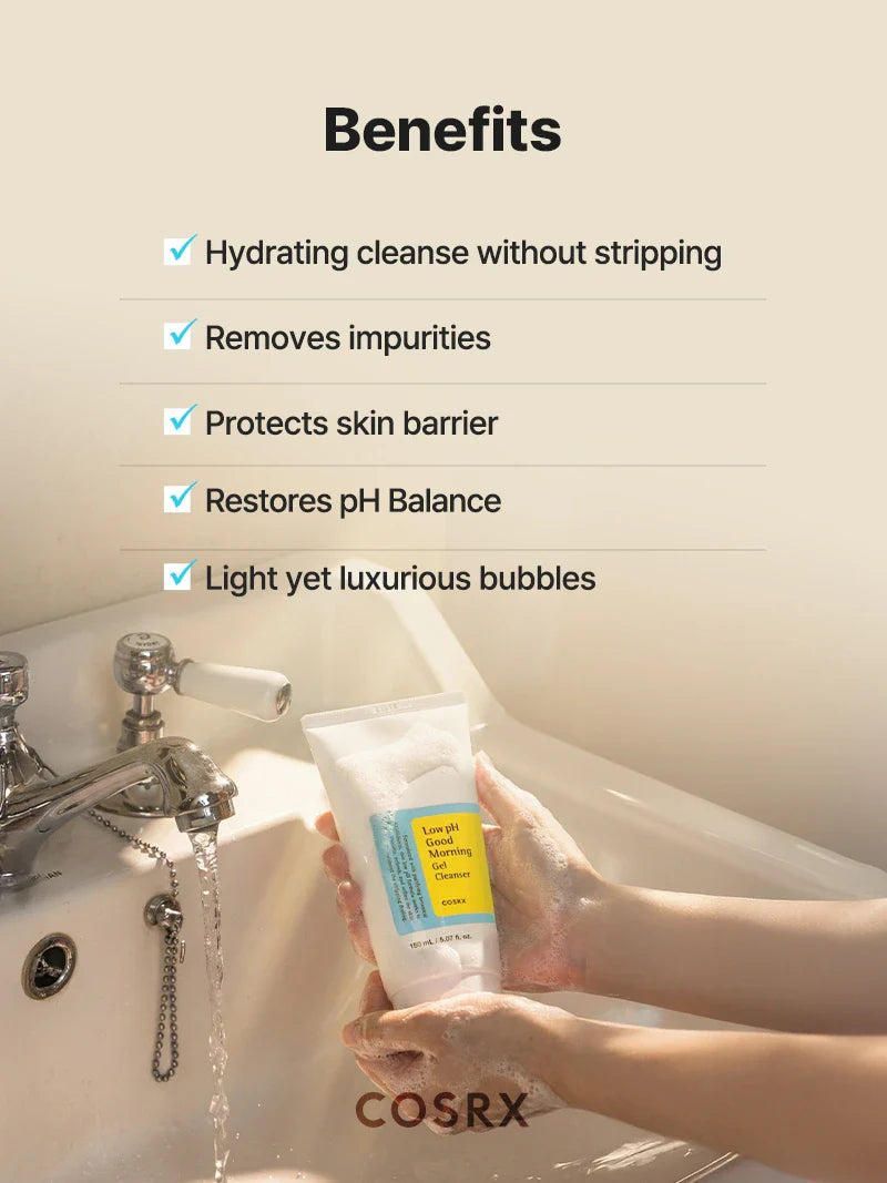 COSRX Low pH Good Morning Gel Cleanser — tea tree refreshes and clarifies skin