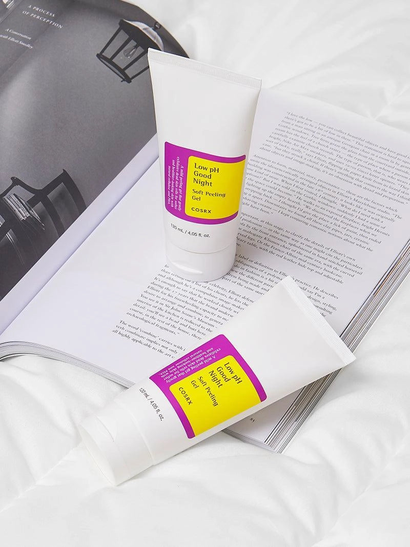 COSRX Low pH Good Night Soft Peeling Gel — how to use: apply at night after cleansing, no rinse needed