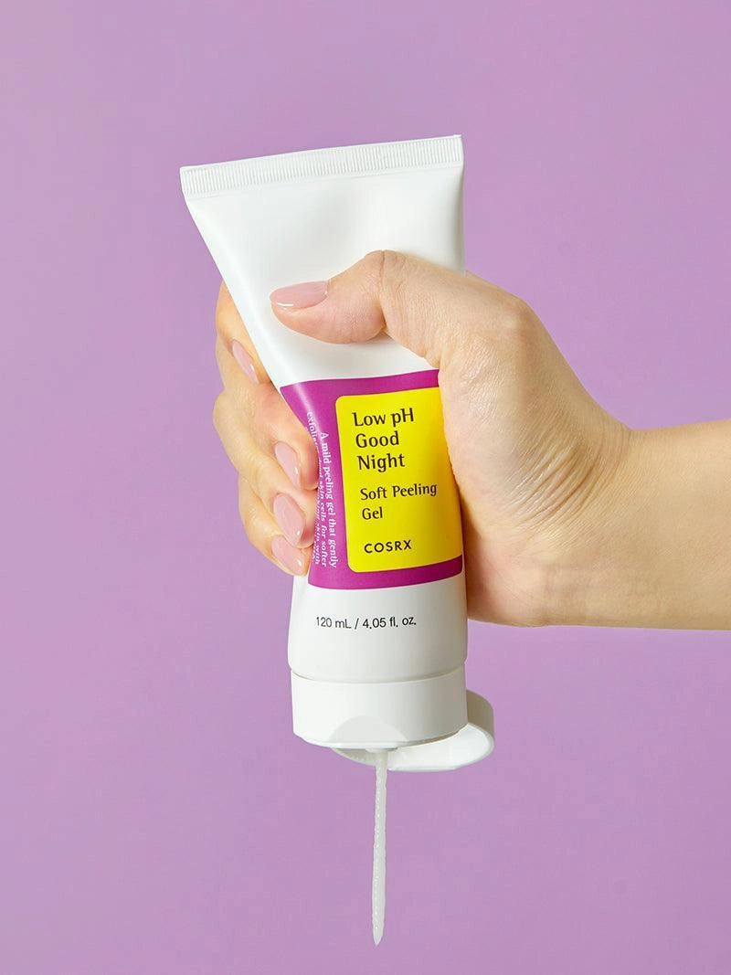 COSRX Low pH Good Night Soft Peeling Gel — low-pH formula exfoliates without irritation
