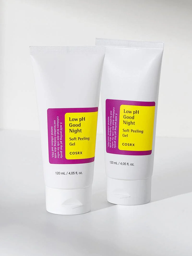 COSRX Low pH Good Night Soft Peeling Gel — smooths skin texture for a refined surface