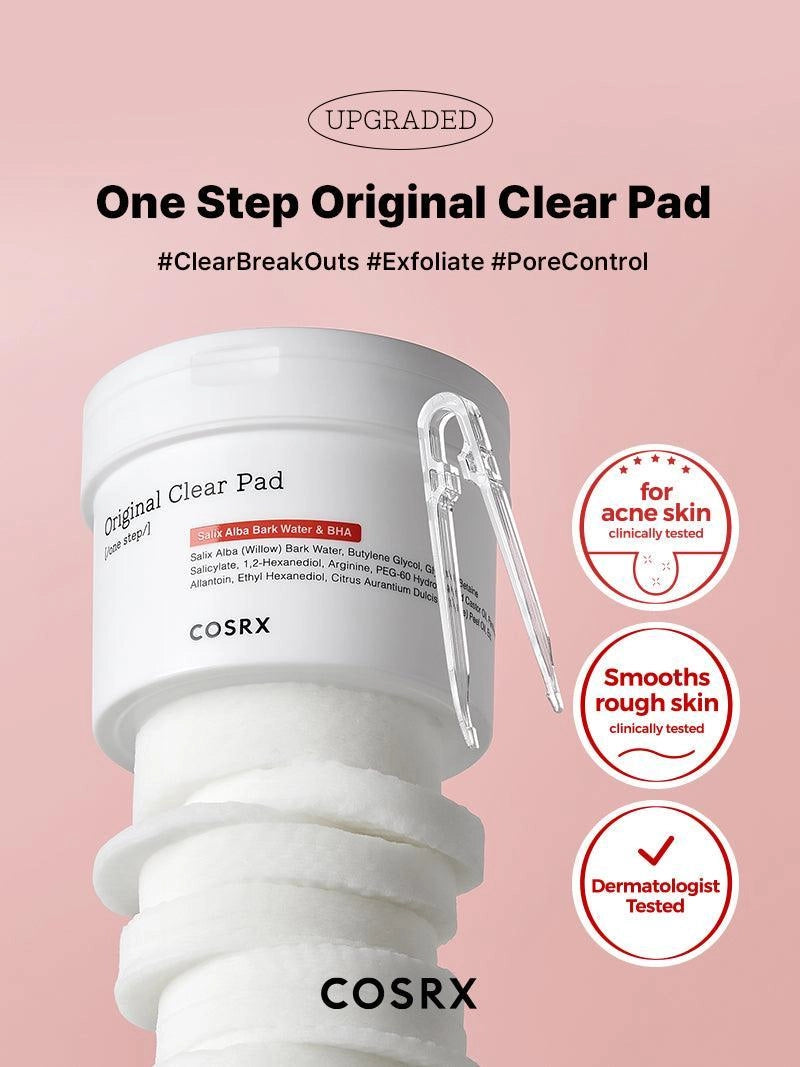 COSRX One Step Original Clear Pad — gently exfoliate to clear dead skin cells