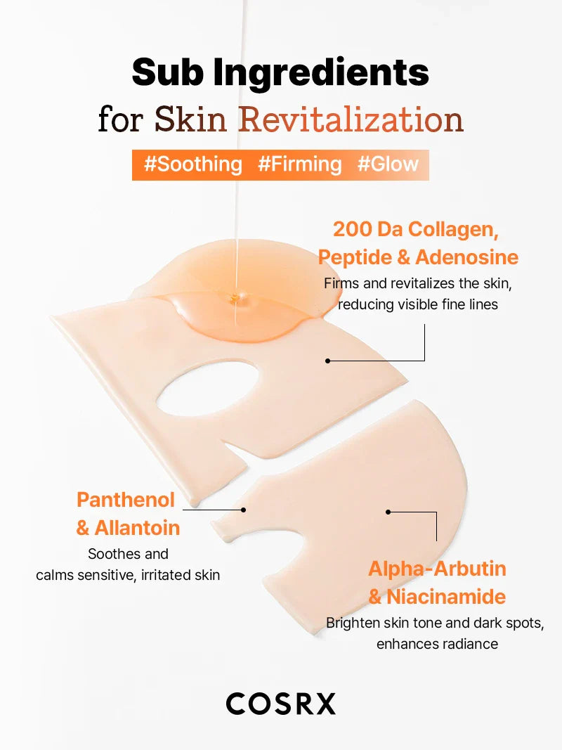 COSRX PDRN Hyaluronic Acid Vital Hydrating Hydrogel Mask — how to use: apply to clean skin for 20–30 minutes, then pat in