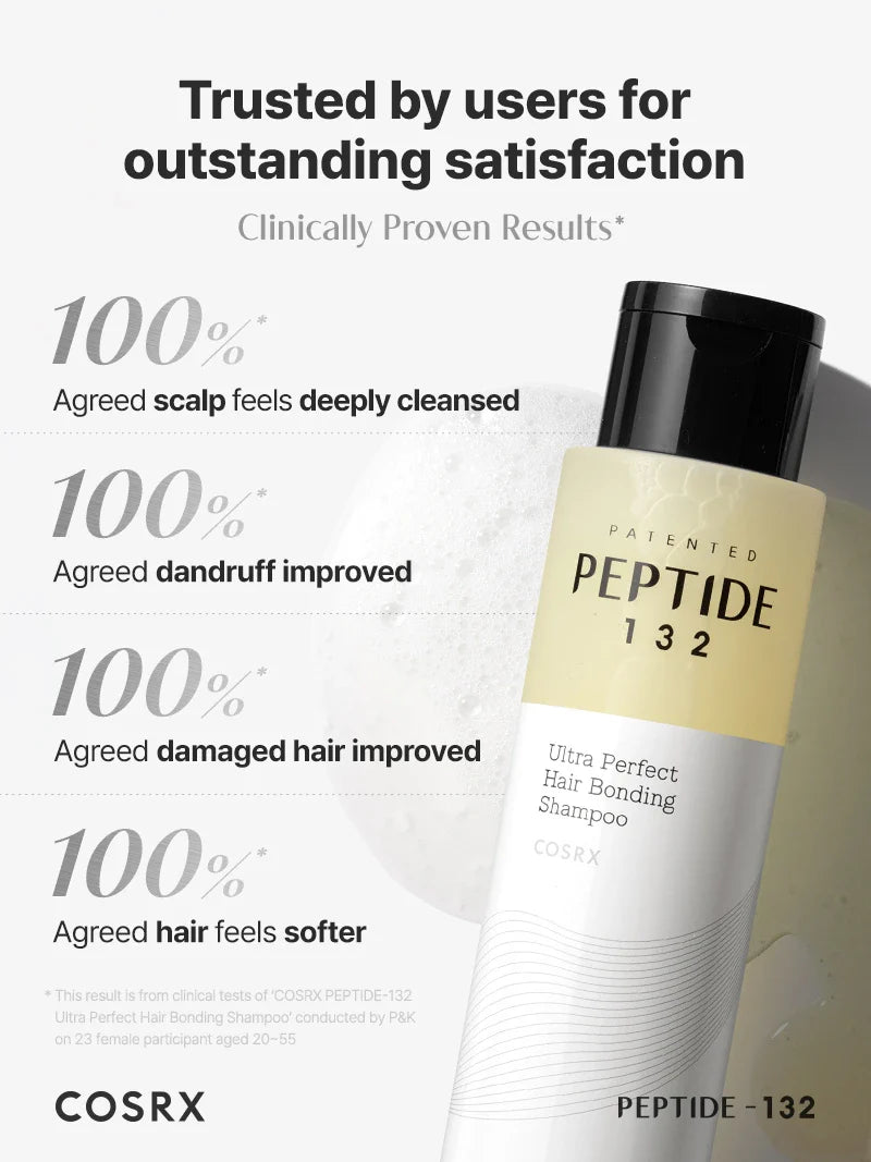 COSRX PEPTIDE-132 Ultra Perfect Hair Bonding Shampoo — gently cleanses without stripping the scalp