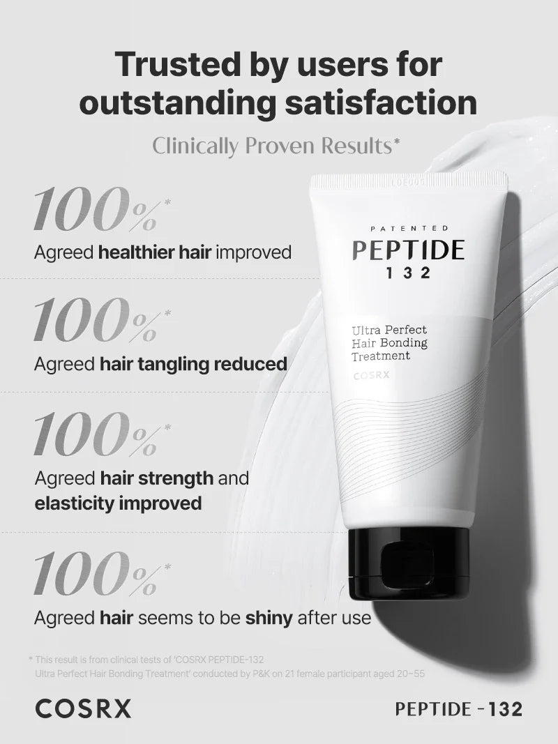 COSRX PEPTIDE-132 Ultra Perfect Hair Bonding Treatment — deeply nourishes dry, brittle hair