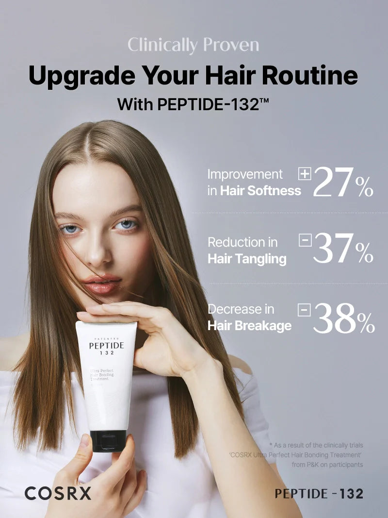 COSRX PEPTIDE-132 Ultra Perfect Hair Bonding Treatment — leaves hair soft, smooth and shiny