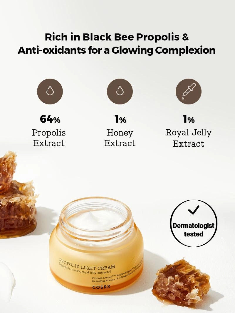 COSRX Propolis Light Cream — propolis extract nourishes and revitalizes skin