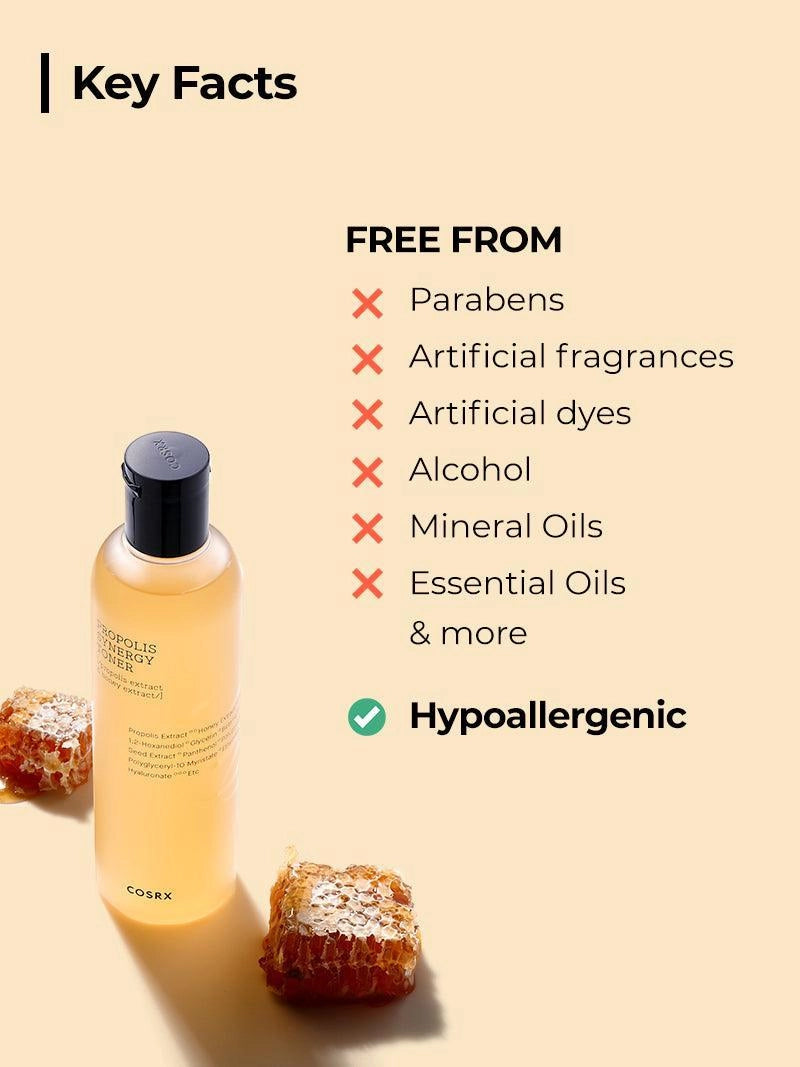 COSRX Propolis Synergy Toner — how to use: apply with hands or a cotton pad after cleansing