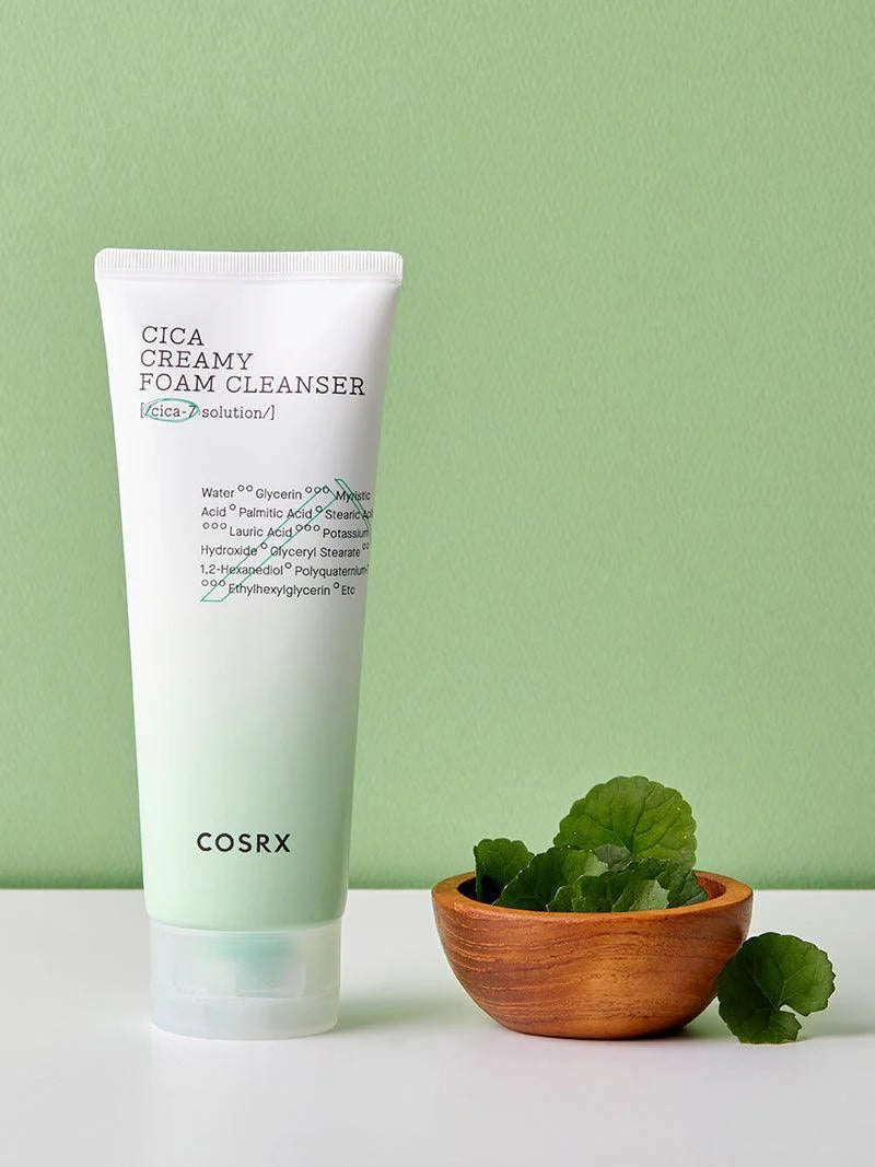COSRX Pure Fit Cica Creamy Foam Cleanser — cica soothes and calms sensitive skin