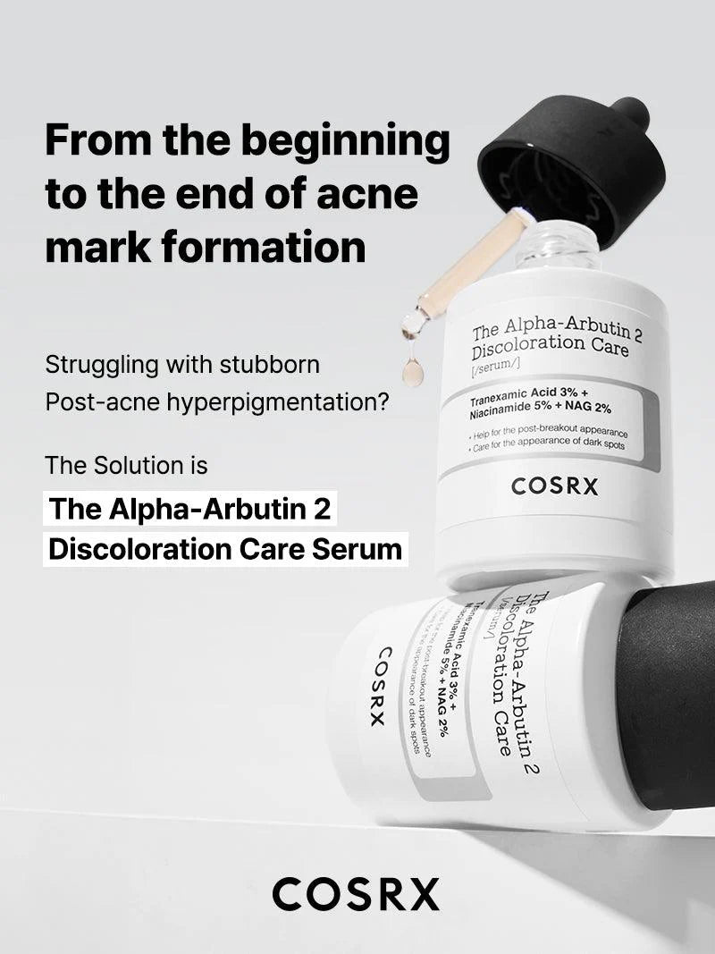 COSRX The Alpha-Arbutin 2 Discoloration Care Serum — gentle enough for daily use