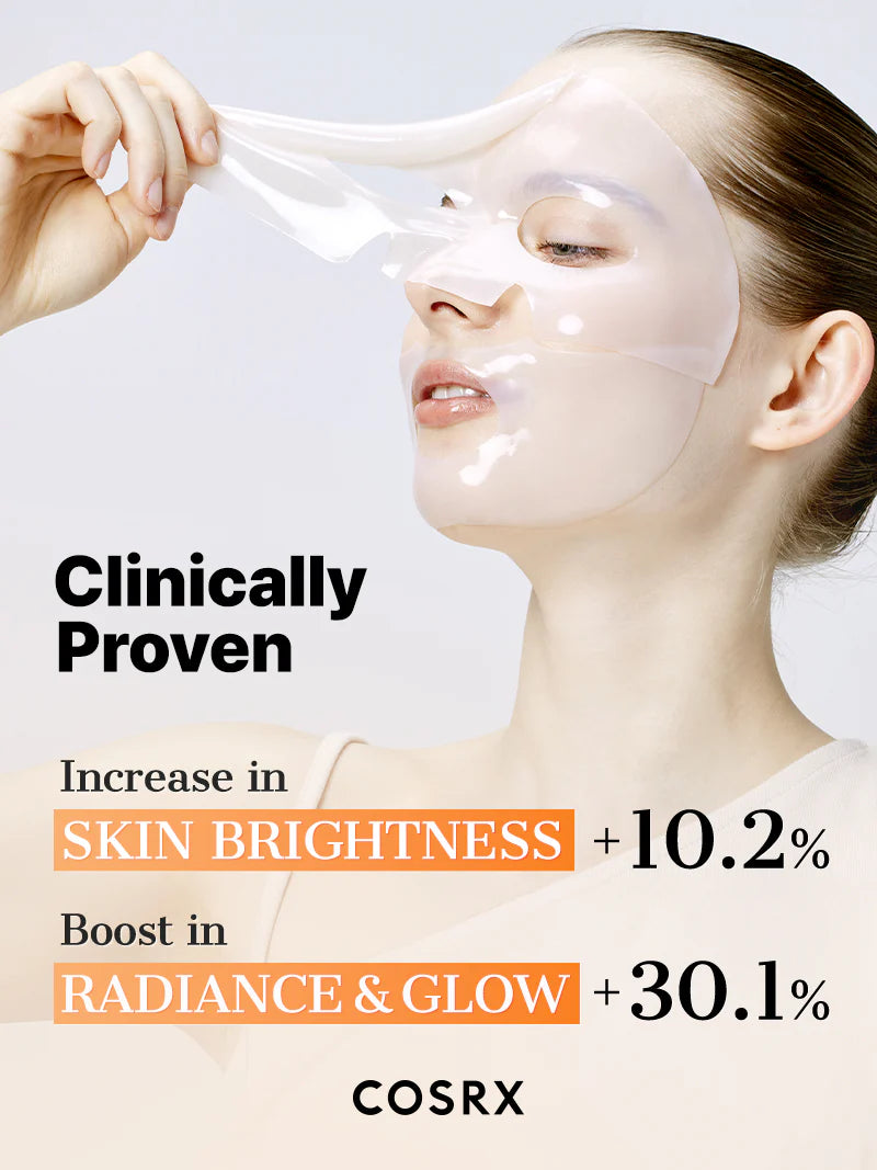COSRX The Alpha-Arbutin Discoloration Care Hydrogel Mask — how to use: apply to clean skin for 20–30 minutes, then pat in