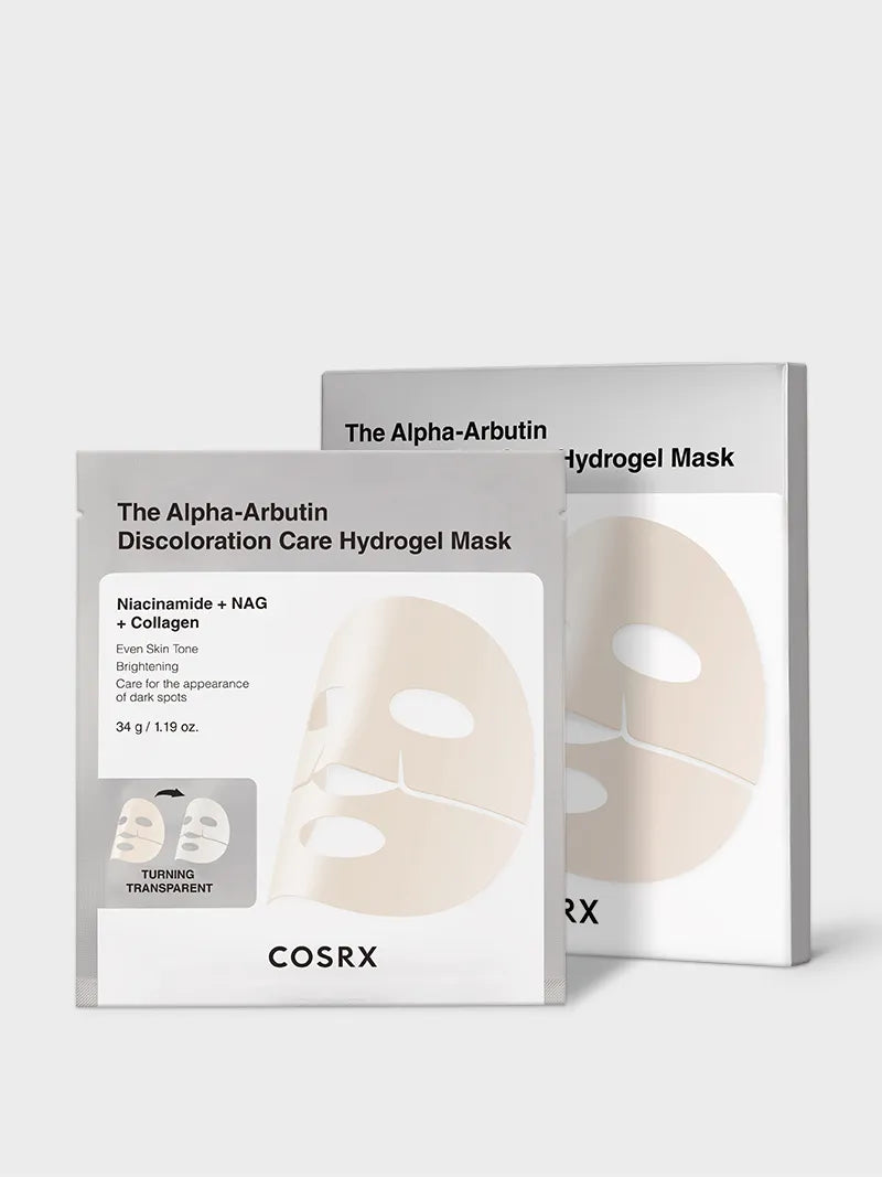 COSRX The Alpha-Arbutin Discoloration Care Hydrogel Mask — alpha-arbutin brightening hydrogel mask