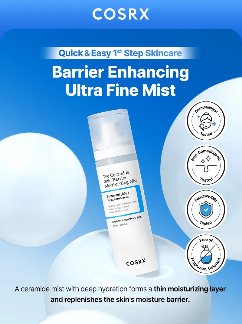 COSRX The Ceramide Skin Barrier Moisturizing Mist — ceramide mist refreshes and hydrates skin