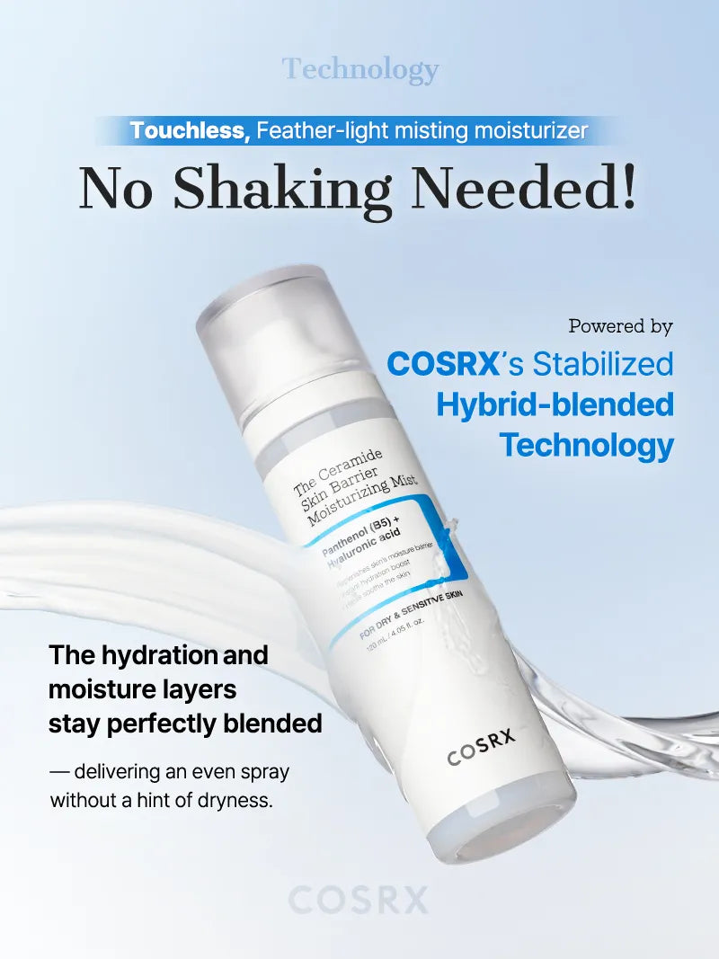 COSRX The Ceramide Skin Barrier Moisturizing Mist — an instant burst of moisture any time of day